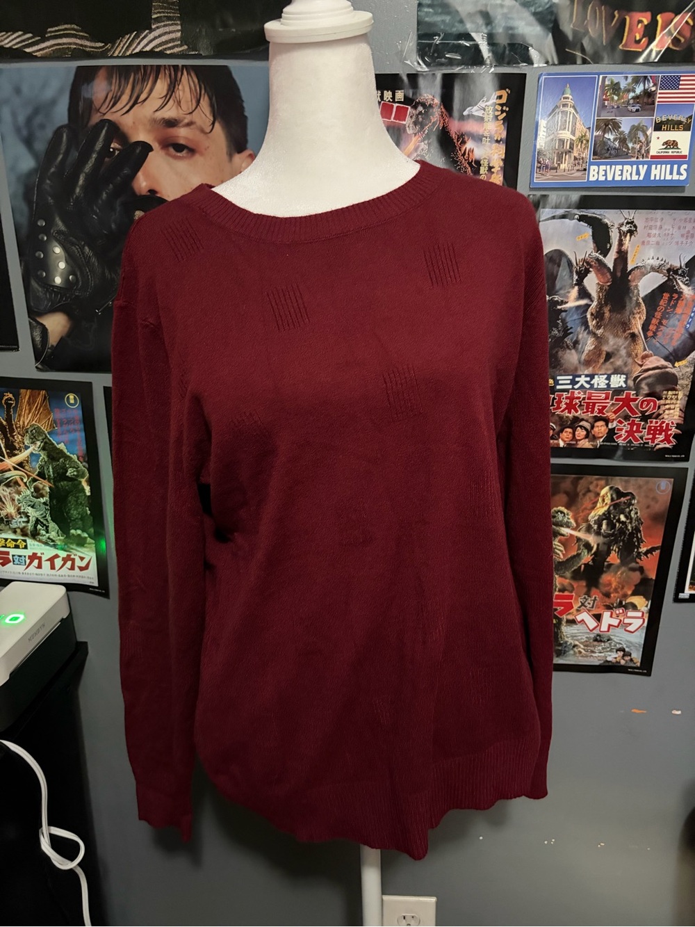 Women's Burgundy Crewneck Sweater Sweatshirt